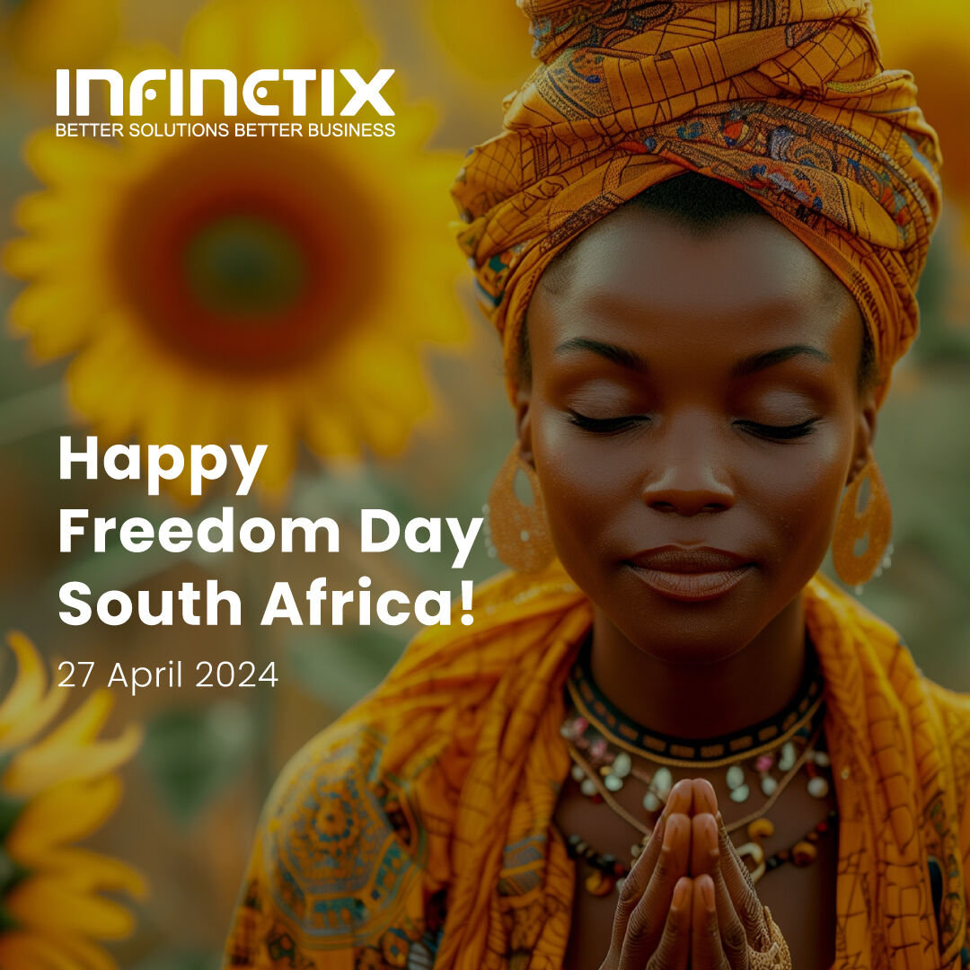 Happy Freedom Day, SA! 🇿🇦 Today, we celebrate the spirit of unity, resilience, and progress. From all of us at #Infinetix, here's to honouring the journey towards freedom and embracing the opportunities that lie ahead. Let's continue to build a future of prosperity #FreedomDay