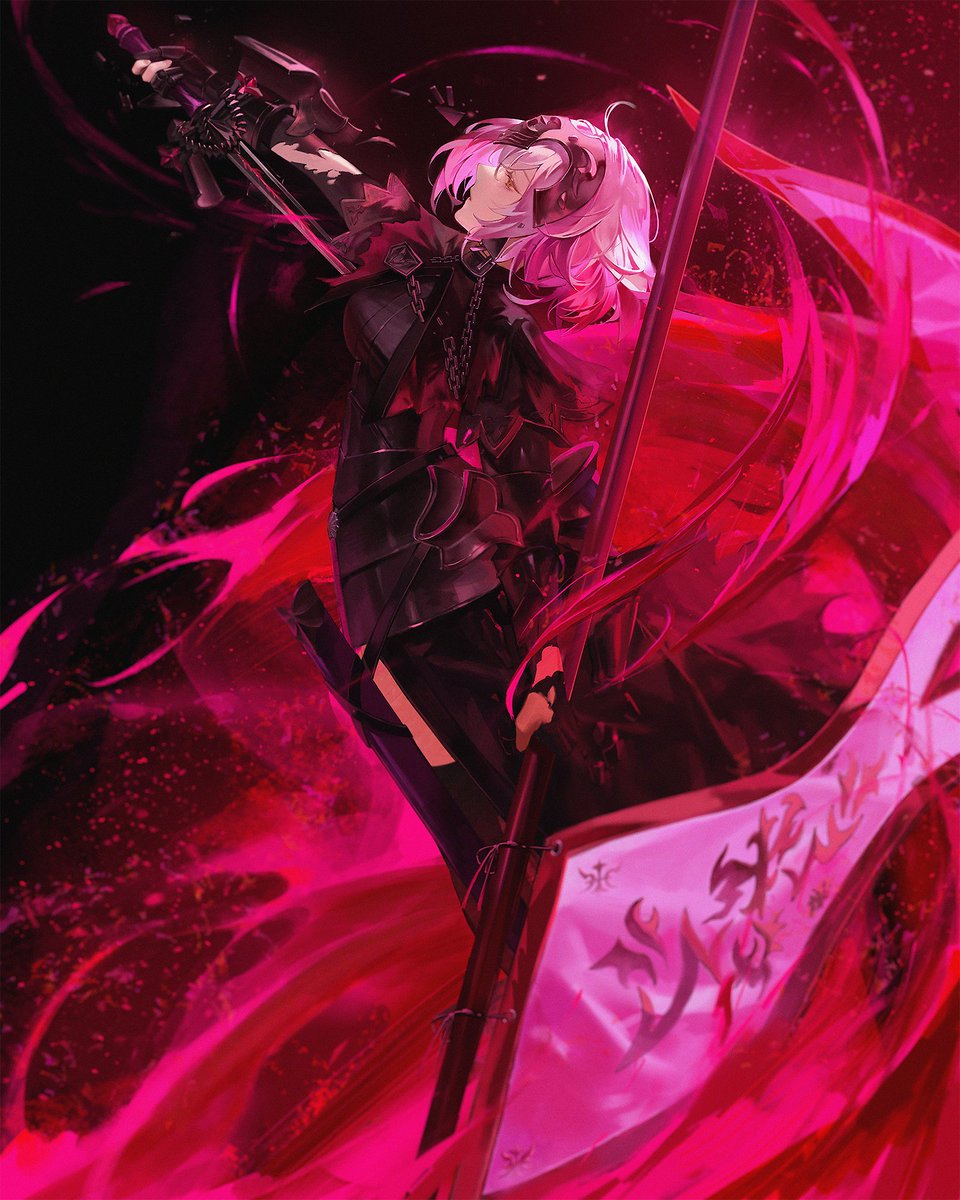 jeanne d'arc alter (avenger) (fate) ,jeanne d'arc alter (fate) 1girl solo breasts looking at viewer short hair dress holding  illustration images
