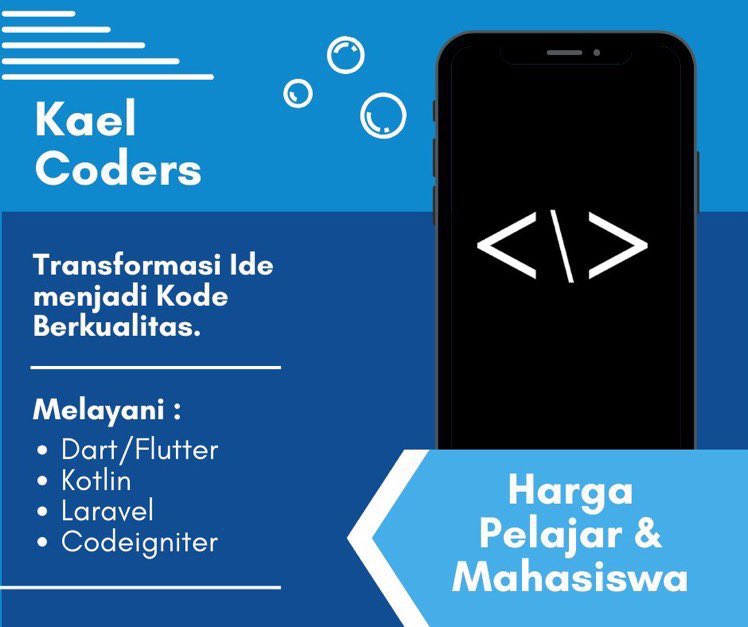 Jasa joki pembuatan aplikasi android menggunakan Flutter, Kotlin, Laravel dan Codeigniter
#zonauang #joki #flutter #kotlin #android #IT #jasajoki #mahasiswa #androidstudio #zonaba