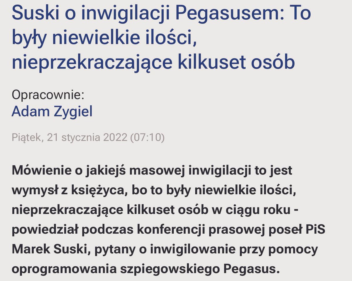 <Takie działania są we wszystkich państwach na świecie, które zwalczają przestępczość. Te systemy, które są do tego przystosowane, mają służyć ochronie naszych obywateli przed przestępczością. Nie widzę w tym nic nadzwyczajnego - mówił Suski.> Styczeń 2022 rmf24.pl/fakty/polska/n…