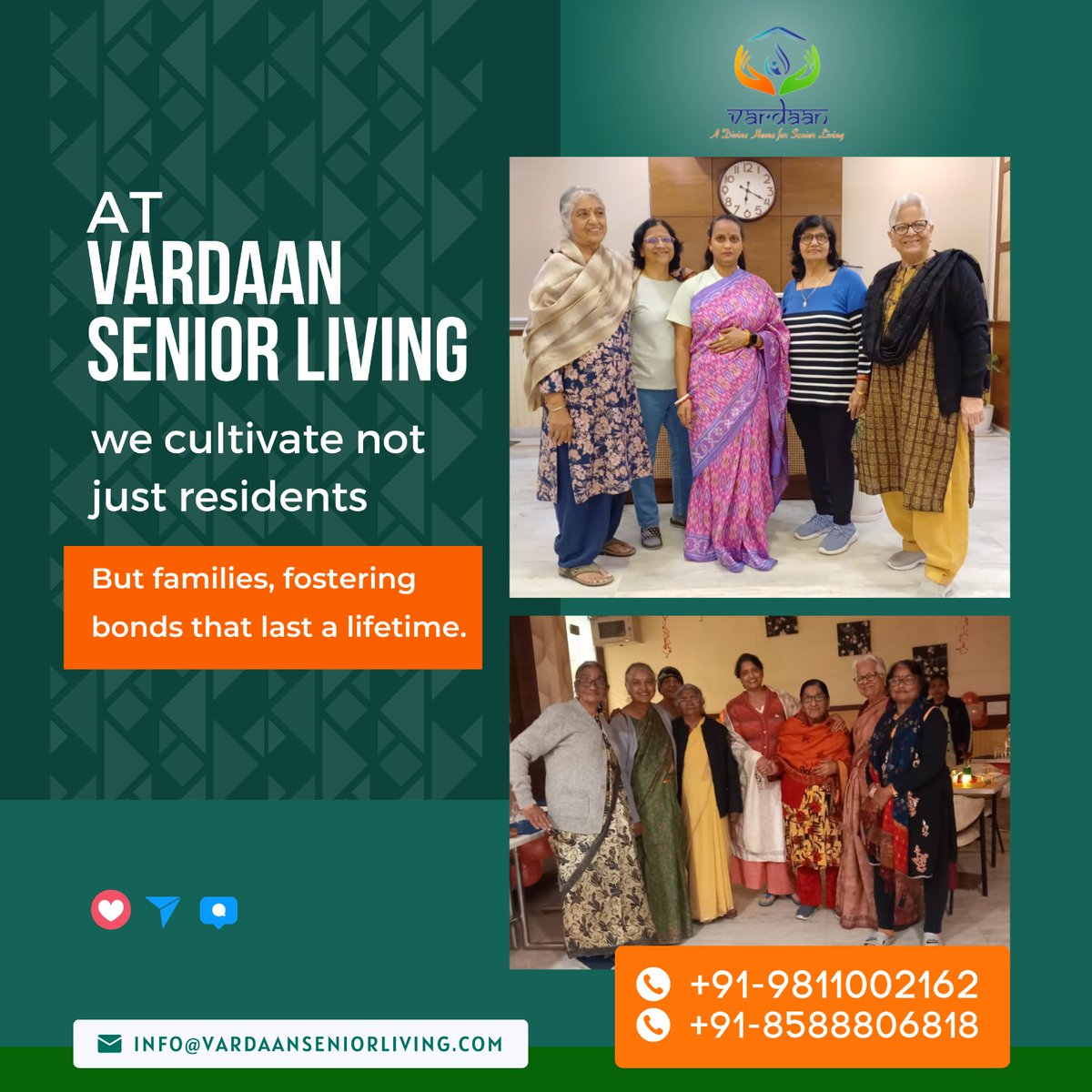 Cultivating Lifelong Bonds at Vardaan Senior Living
At Vardaan Senior Living.
For more details
Visit our website- vardaanseniorliving.com
Call @ 9811002162, 8588806818
or mail us at info@vardaanseniorliving.com

#Vardaanseniorliving #elderlycare #SeniorLivingIndia  #ActiveAging