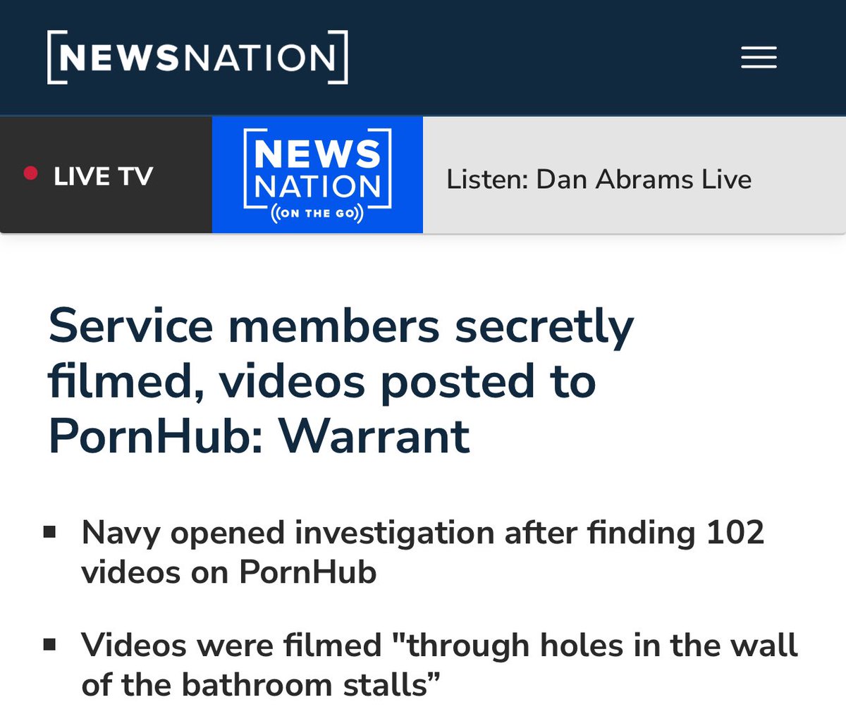 The service members in the 102 illegal videos should sue P*rnhub immediately for the harm done to them by this predatory company. #Traffickinghub