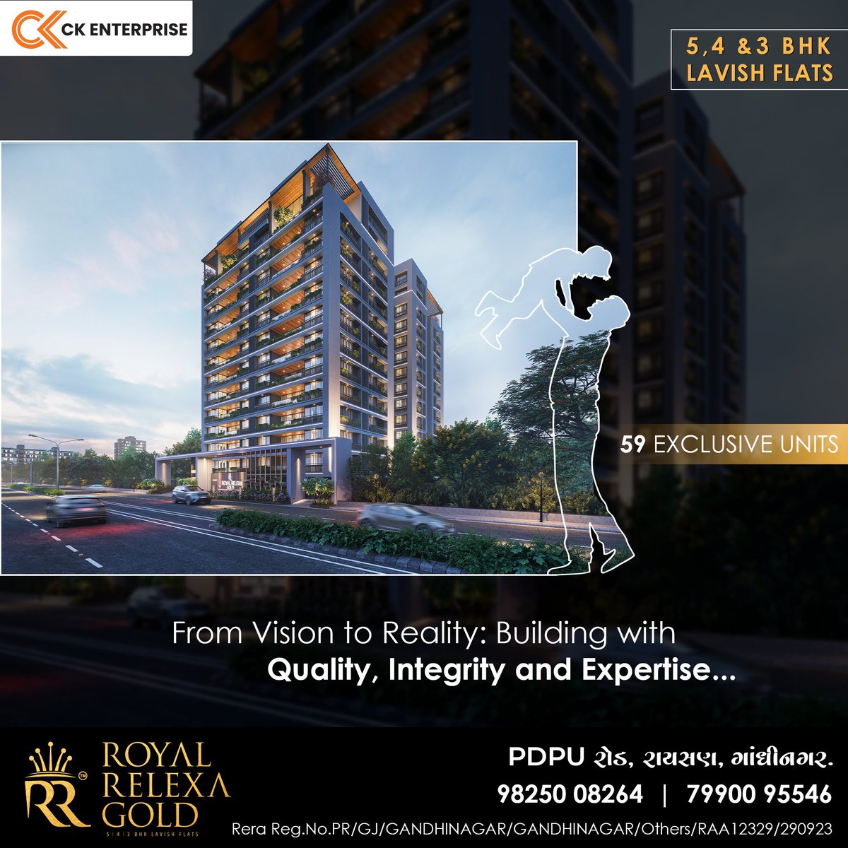 'Elevate your lifestyle to royal heights. 🏙️ Limited edition luxury at #RoyalRelexaGold with 59 exclusive units of 5/4/3  BHKs. Own the address that defines elegance!'
.
.
.
.
.
.
.
.
.
#royalrelexagold #ckenterprise #luxuryliving #yourkingdomcome #instapost #instagood