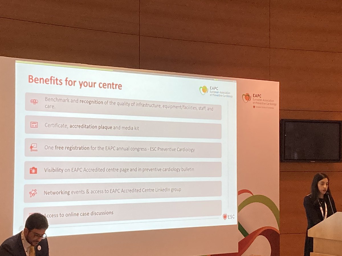 @s_gati reminder of the many benefits of EAPC accreditation
🥇Recognition of quality of your centre
🥇Visibility & networking w/ leading #SportsCardiology #CardiacRehab #CVPrev centres
🥇Access to online case discussions 

More info escardio.org/Education/Care…