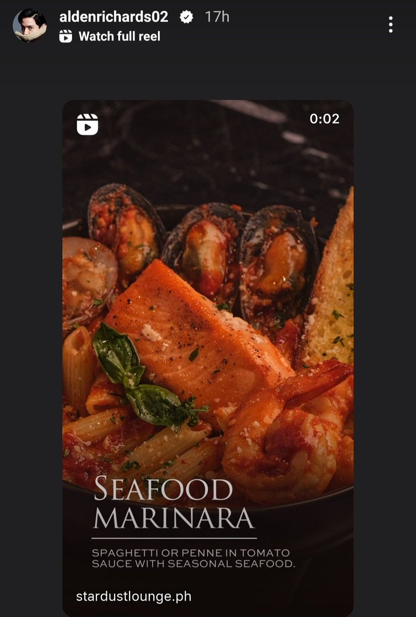 Alden ig post so yummy 😋 
Seafoods Marinara. 

#ALDENRichards
@aldenrichards02 
@Stardust