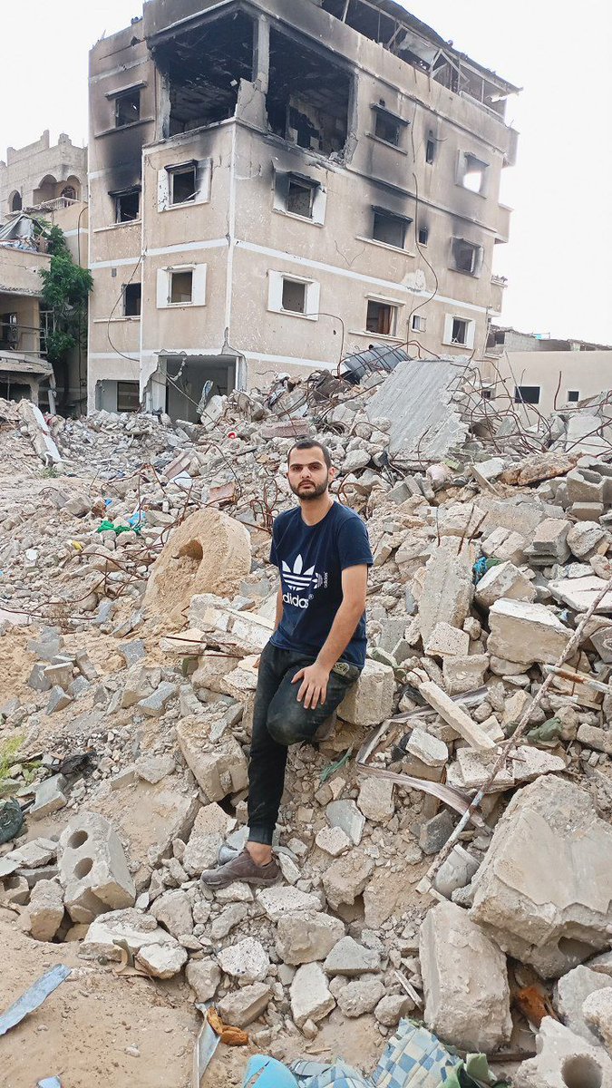 Mixed feelings, at the ruins of the neighbourhood where I grew up, where life and good people were, the Israeli occupation stole everything and left us with some piles of stones and the smell of death everywhere. Khanyounis - Palestine April 2024