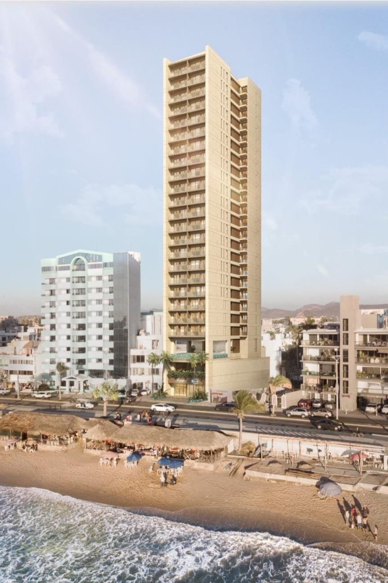 📢Esta torre se construye en #Mazatlán en pleno Malecón, es de 24 niveles y se ofrece como espacio para #RentaVacacional. Muestra de cuerpo entero lo que está pasando y cómo está creciendo el puerto inmerso en la voracidad inmobiliaria. 🏢🏬🌆 ¿No les brinca, neta? 🤔