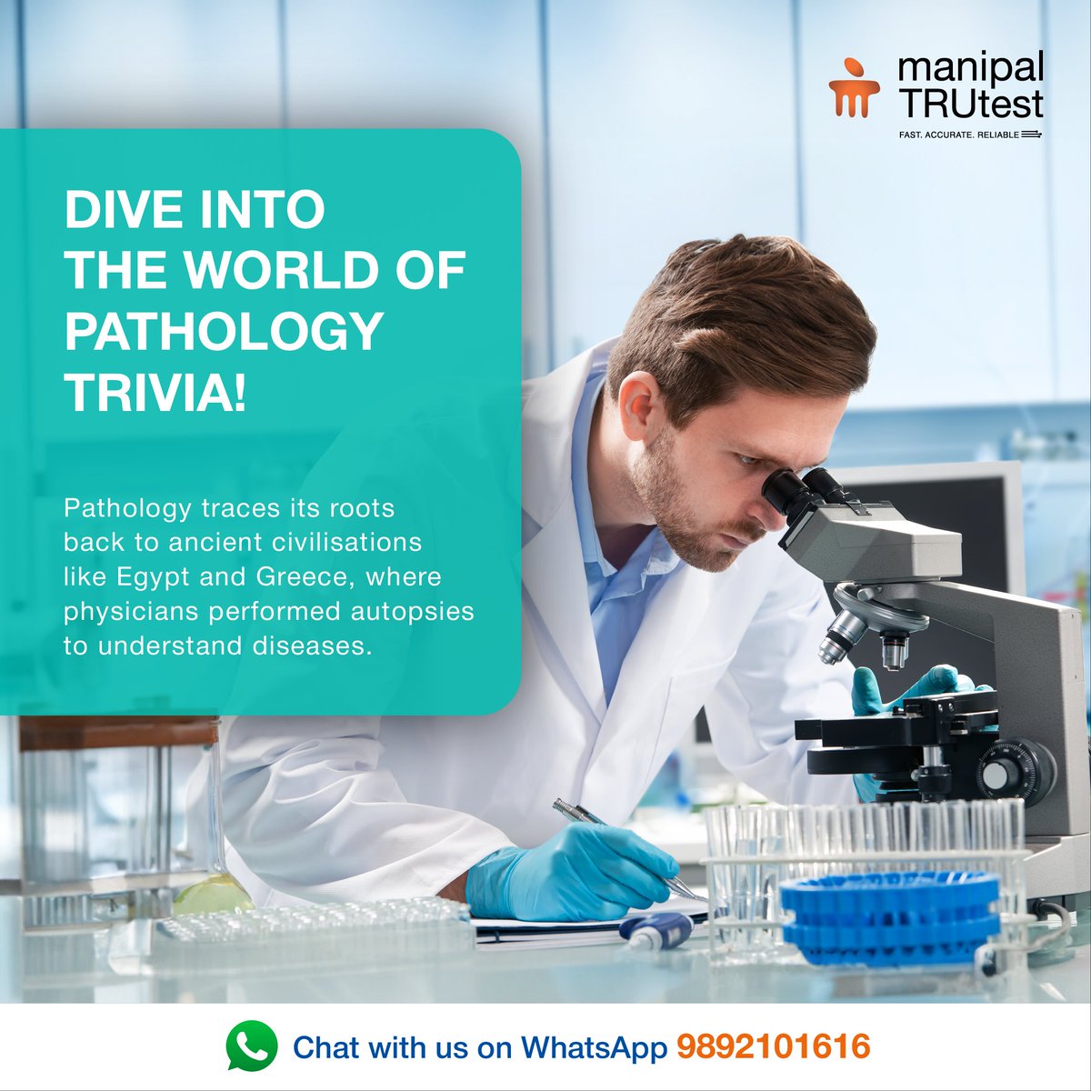 Did you know that pathology isn't just about studying diseases? It's also about discovering the mysteries of the human body's inner workings. 

Explore our services! Click: shorturl.at/enL03

#pathology #pathologytests #bloodtest #basichealthcheckpackage #ManipalTrutest