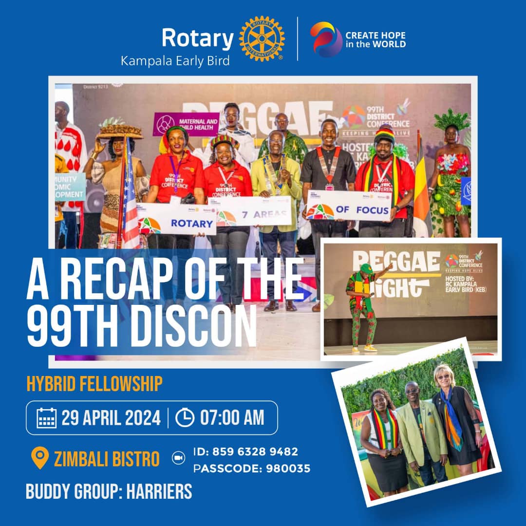 Join us for fellowship as we celebrate & have a recap of the #99thDISCON
on Monday 29/04/2024 at 7am

Type: HYBRID
Venue: Zimbali
Link
 zoomto.me/NUFn3
Meeting ID 859 6328 9482 
Passcode 980035

Remember to log in or arrive by 6.45am to enjoy DISCON music 🎵
Don't miss 🤗