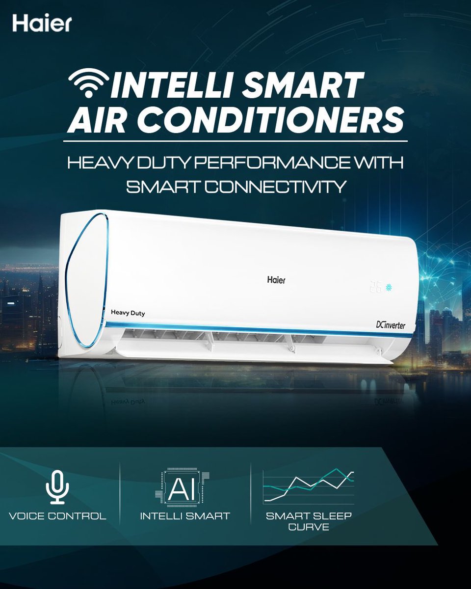 Imagine a world where your air conditioner anticipates your needs. With the Haier Intelli Smart Air Conditioner, that world is within reach.

#Haier #morecreationmorepossibilities #AC #IntelliSmart #VoiceControl #Wifi