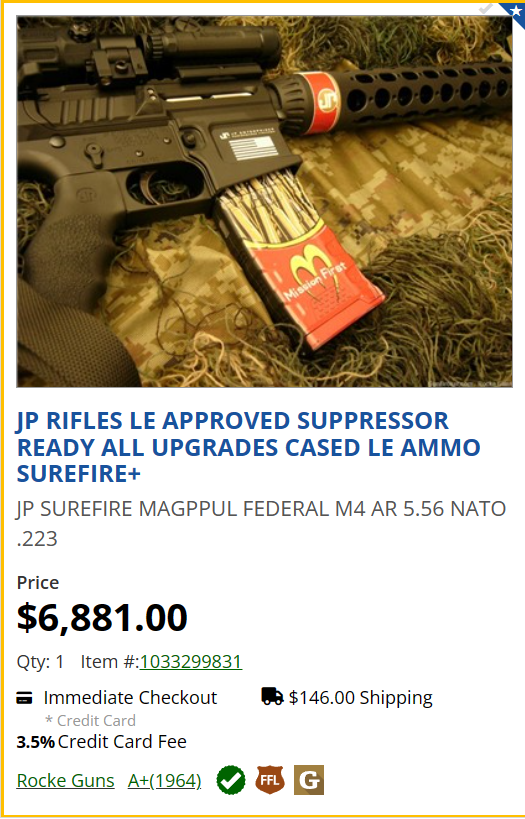 I always find it weird when someone memes on gunbroker, especially when overcharging