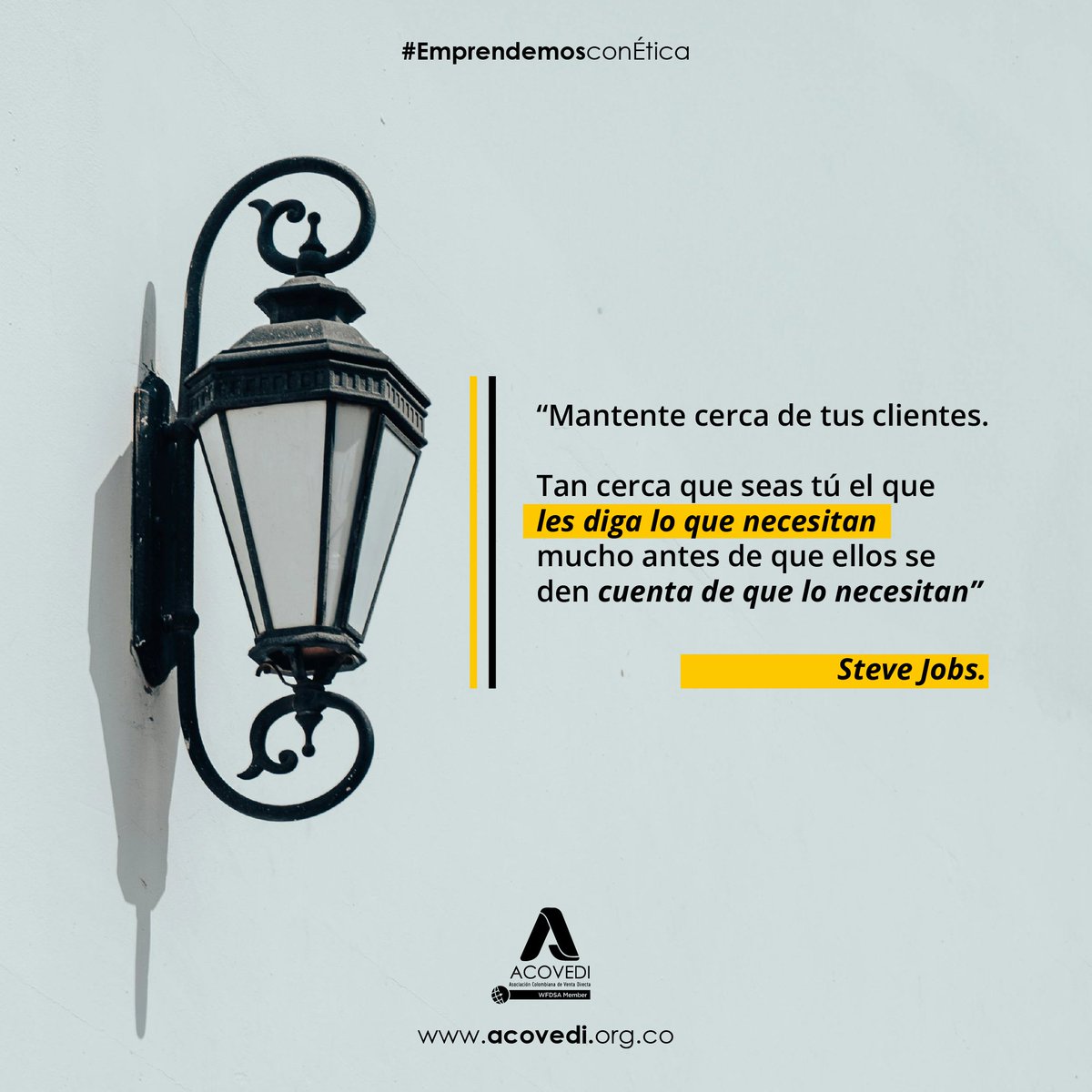 “Mantente cerca de tus clientes. Tan cerca que seas tú el que les diga lo que necesitan mucho antes de que ellos se den cuenta de que lo necesitan” – Steve Jobs. #clientes #bienestar #servicio