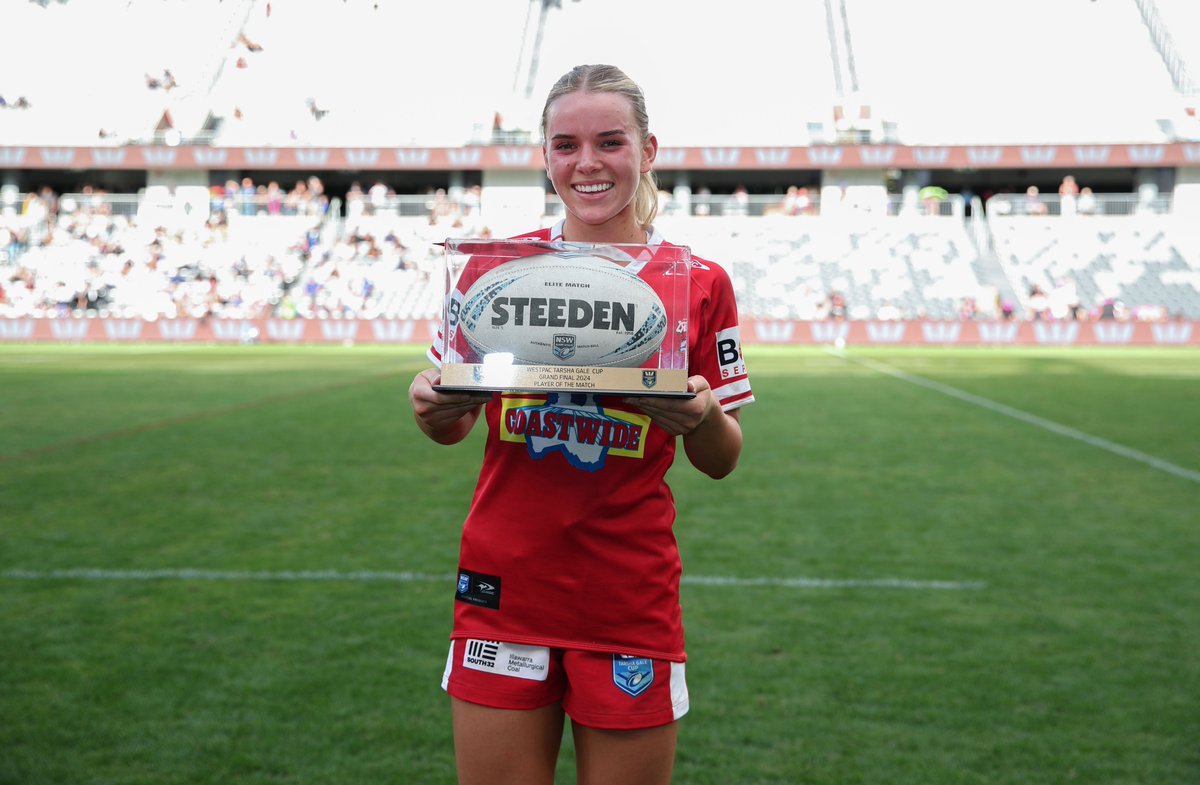 Congratulations to Steelers centre Indie Bostock who was named Player of the Match 💥

#NSWRLGF #TarshaGaleCup