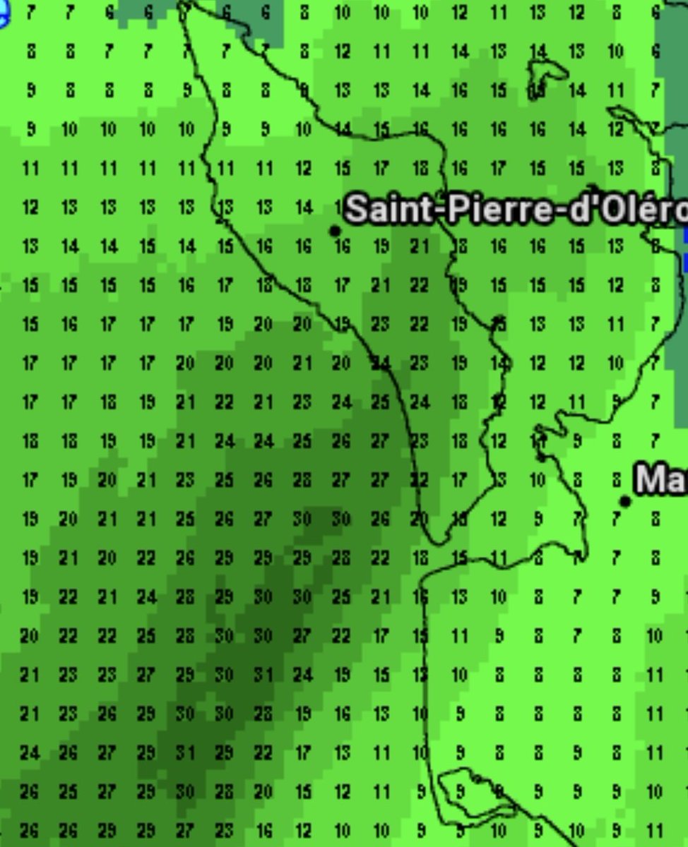 🌧 27/04/24 07h00 🌧 En seulement 1 heure ( la perturbation est arrivé à 6h ) il est tombé beaucoup de pluie sur certains secteurs du littoral. La presqu'île d'Arvert et Royan cumulent près de 10mm en 1h, sur l'île d'Oléron on dépasse les 20 mm proximité Dolus d'Oléron !