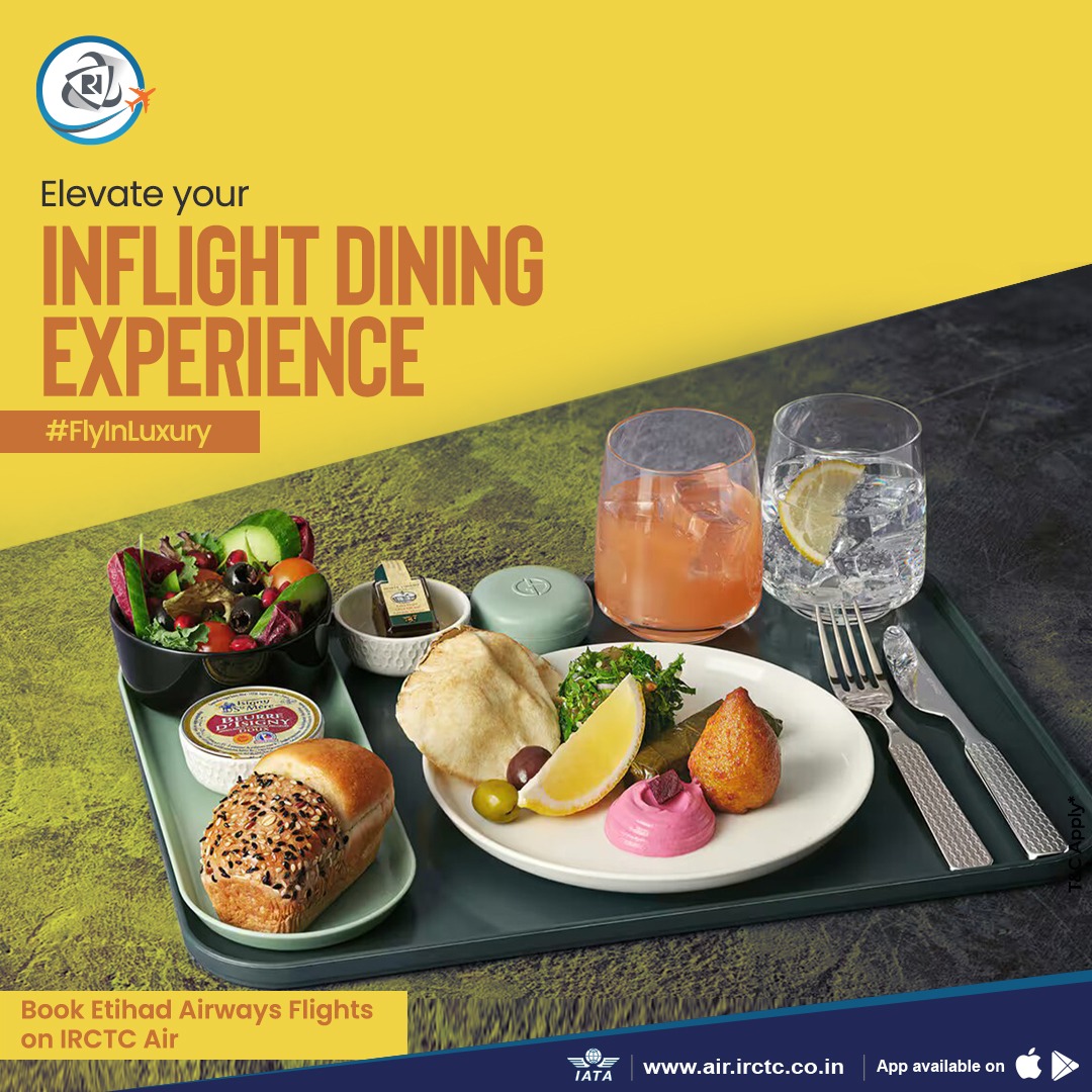Indulge in a flavoursome onboard dining experience when flying aboard Etihad Airways. 

Book Etihad Airways flights on air.irctc.co.in or the #IRCTC #Air app and #FlyInLuxury.

#airtickets #etihadairways #etihad #travel #cheapflights #travelagent #tourism #flights