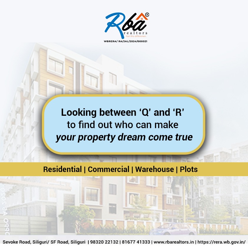'We can make your property dream come true.'
RBA Realtors Deals in : #residential #commercial #warehouse #plot
For more details and site visit contact us at : 9832022132 / 9933368000
or visit our website at : rbarealtors.in
#Teamrbarealtors
#dreamproperty
#Siliguri