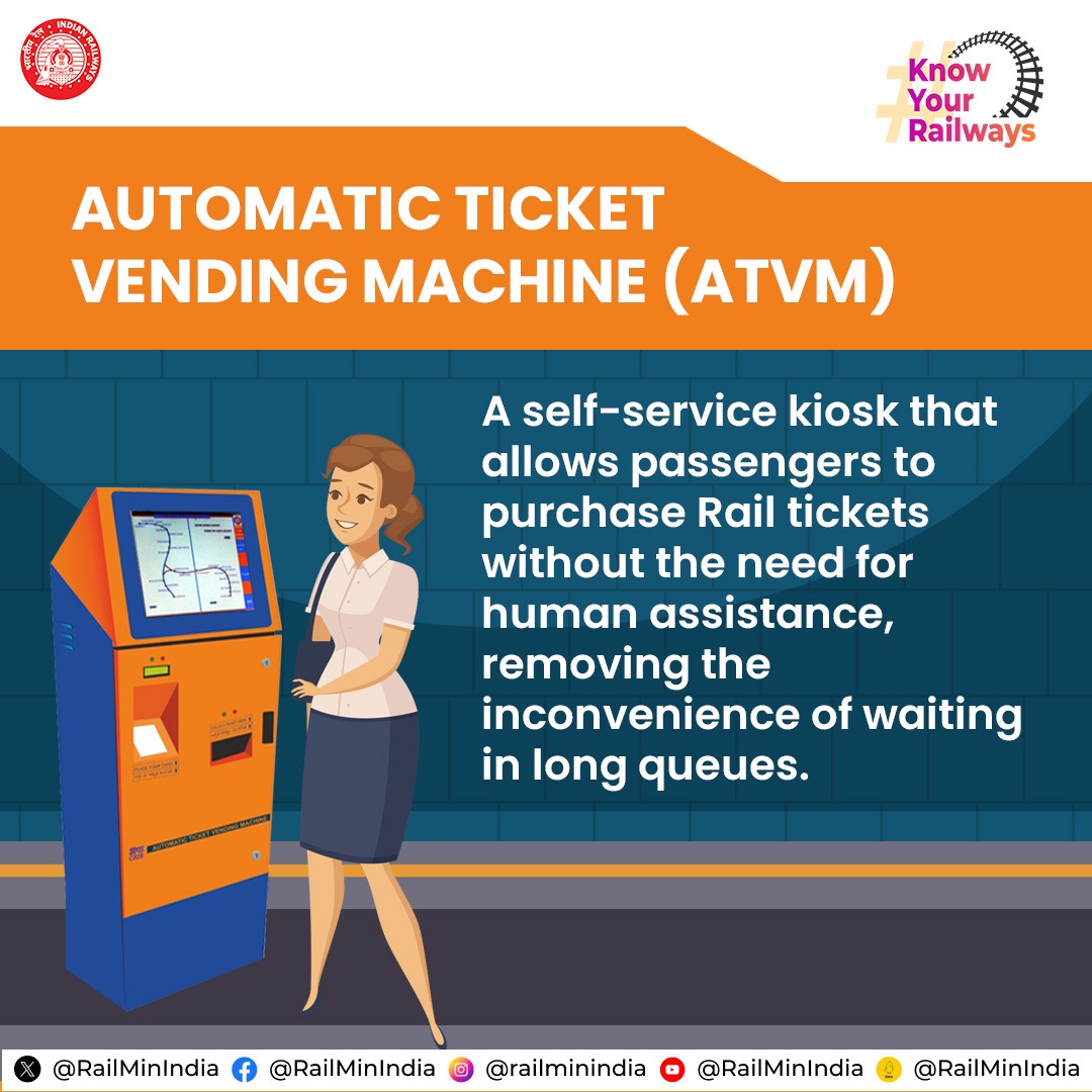 #KnowYourRailways 🤓 Let's find out how integrating technology like ATVMs can simplify the process of buying tickets before starting your journey.