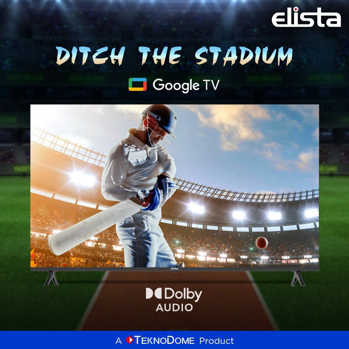 Ditch the stadium and enjoy the game in your living room.  Check out the #GoogleTV here -  bit.ly/ElistaGTVUAE
#SmartTV #SmartLEDTV #BestTV #GoogleTV #Movies #Entertainment  #IPL #Cricket