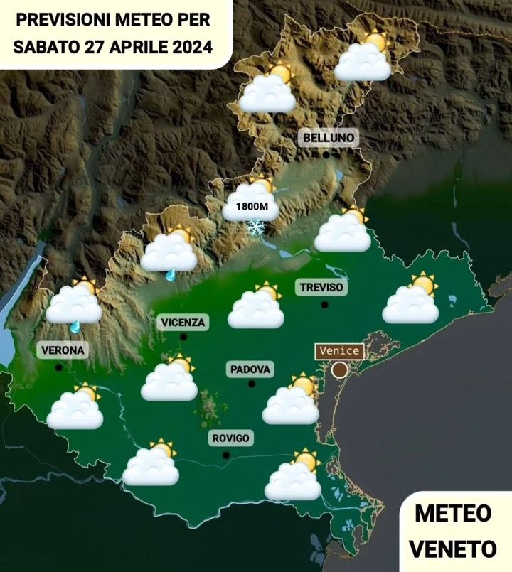 MeteoVeneto di sabato 27 aprile