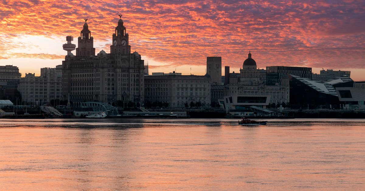 Lovely dawn sky over the iconic Liverpool waterfront.