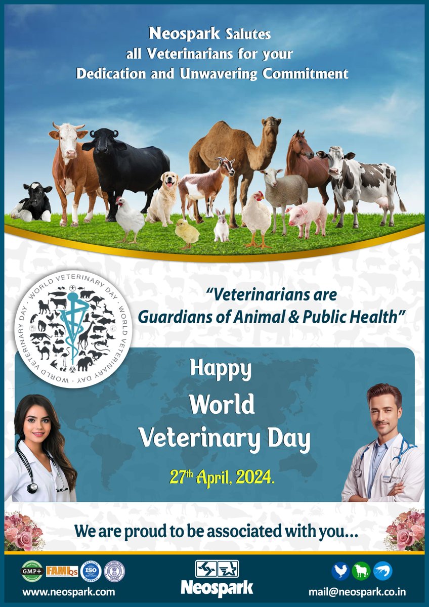 Today, on World Veterinary Day. We at Neospark India, honor the exceptional veterinarians who dedicate their lives to Animals.
#VeterinaryDay #AnimalHealthcareHeroes #VetLife #AnimalHealthcare #WorldVeterinaryDay #Veterinarians #AnimalWellness #InspiringJourney #PassionForAnimals