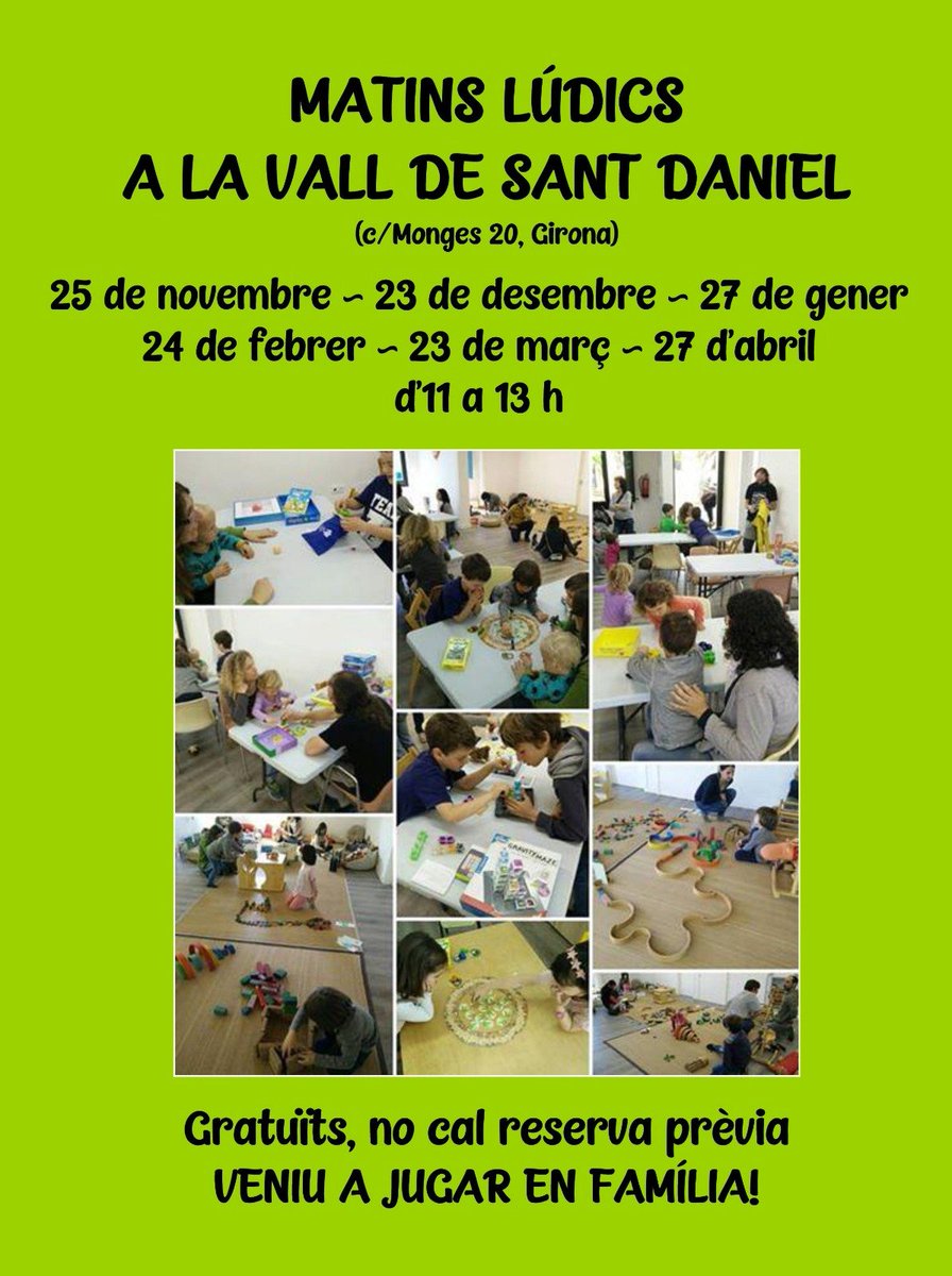 Queralt Vila (@queraltvilav) on Twitter photo Avui últim matí lúdic de la temporada a Sant Daniel. Veniu a jugar en família! <a href="/ccivics_gi/">Xarxa Centres Cívics</a> <a href="/pauregincos/">Pau Regincós</a> <a href="/ludusmundi/">Ludus Mundi</a> Avui últim matí lúdic de la temporada a Sant Daniel. Veniu a jugar en família! <a href="/ccivics_gi/">Xarxa Centres Cívics</a> <a href="/pauregincos/">Pau Regincós</a> <a href="/ludusmundi/">Ludus Mundi</a>