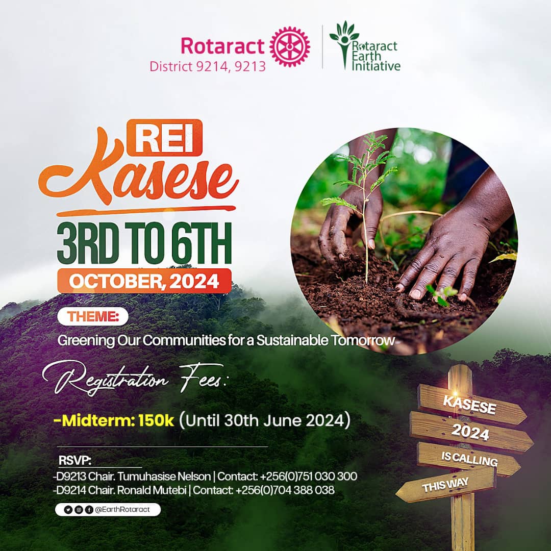 🌿 🌿🌿 *REI Kasese  🌿🌿🌿*

*Date:* 3rd to 6th October, 2024

*Registration Fees:*
- Midterm: 150k (Until 30th June 2024)
tujaguze.com/rotary/events/…
Be part of the movement towards a greener, more sustainable world. See you there! 🌱 #REIKasese #SustainableCommunities