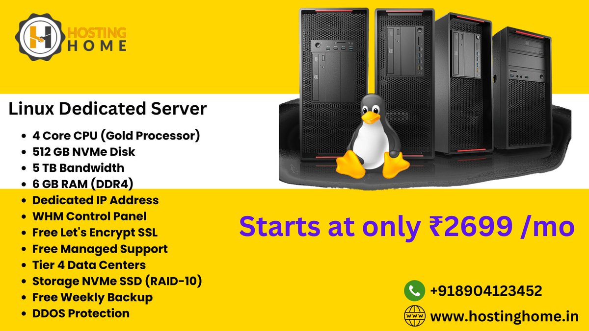 Hostinghome1's tweet image. Power your projects with our Linux Dedicated Server! Hosting Home delivers robust performance and control for your business needs. 
Visit Us
hostinghome.in/linux-dedicate…
Contact us
+918904123452
+918904255424
#LinuxDedicatedServer
#DedicatedServer
#LinuxServer
#Hosting
#ServerHosting