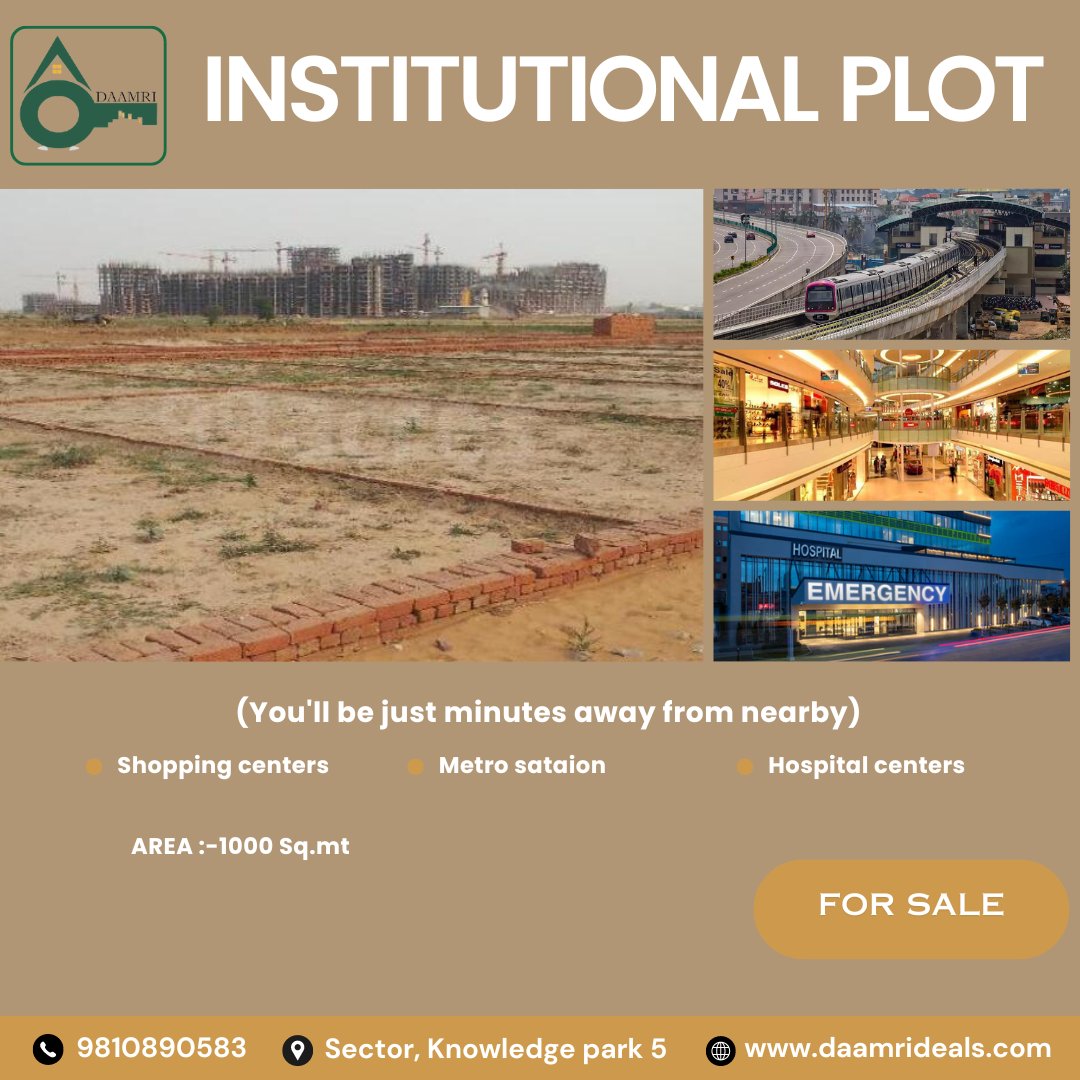 Invest in the future with our Institutional Plot, a space designed to nurture talent and promote growth. With a robust infrastructure and a conducive environment, it's the ideal space for institutions looking to make a positive impact.' #InvestInTheFuture daamrideals.com.