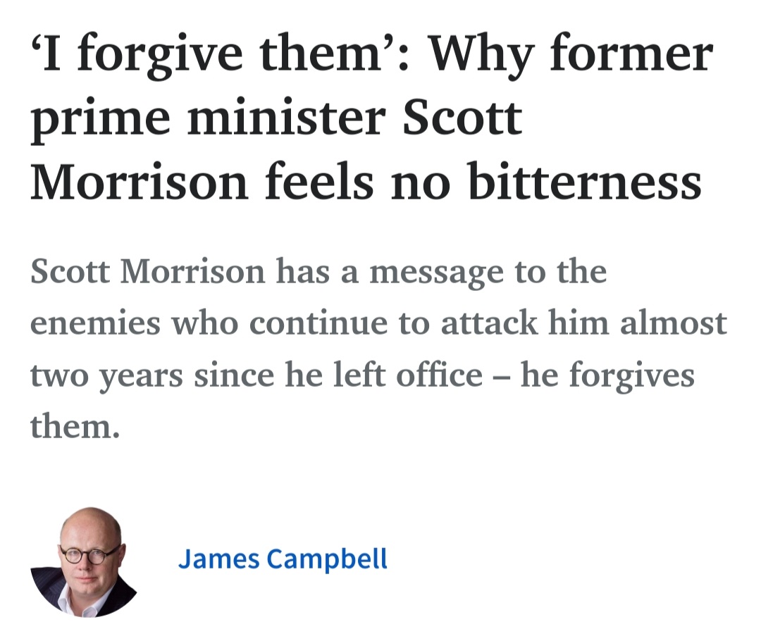 Scott Morrison forgives them? Who? • the victims of #Robodebt? • those suffering due to funding cuts? • those who lost homes in bushfires while he was in Hawaii? • women who he said should be glad they weren't shot? The villain forgives his victims. 😠 #auspol