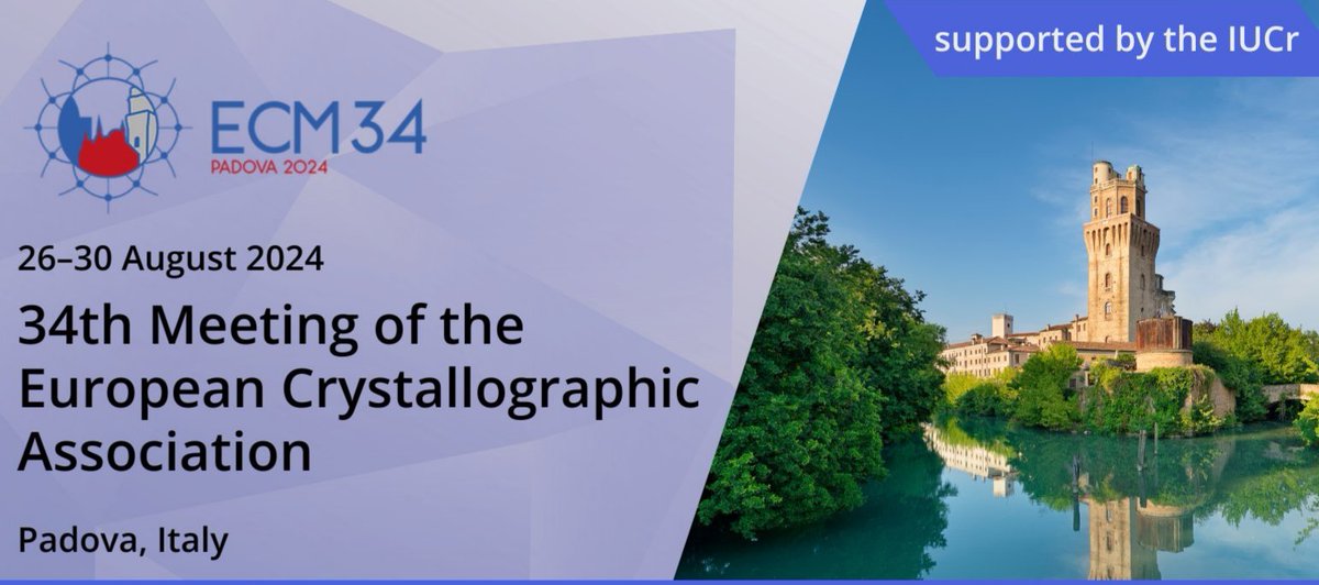 34th Meeting of the European Crystallographic Association #ECM34 @ECA_social Padova 🇮🇹 🗓26-30 August Join us in the the session: 'Structural characterization of Energy Harvesting and Conversion Materials' New Submission deadline! > 7 May 2024 ecm34.org/abstracts