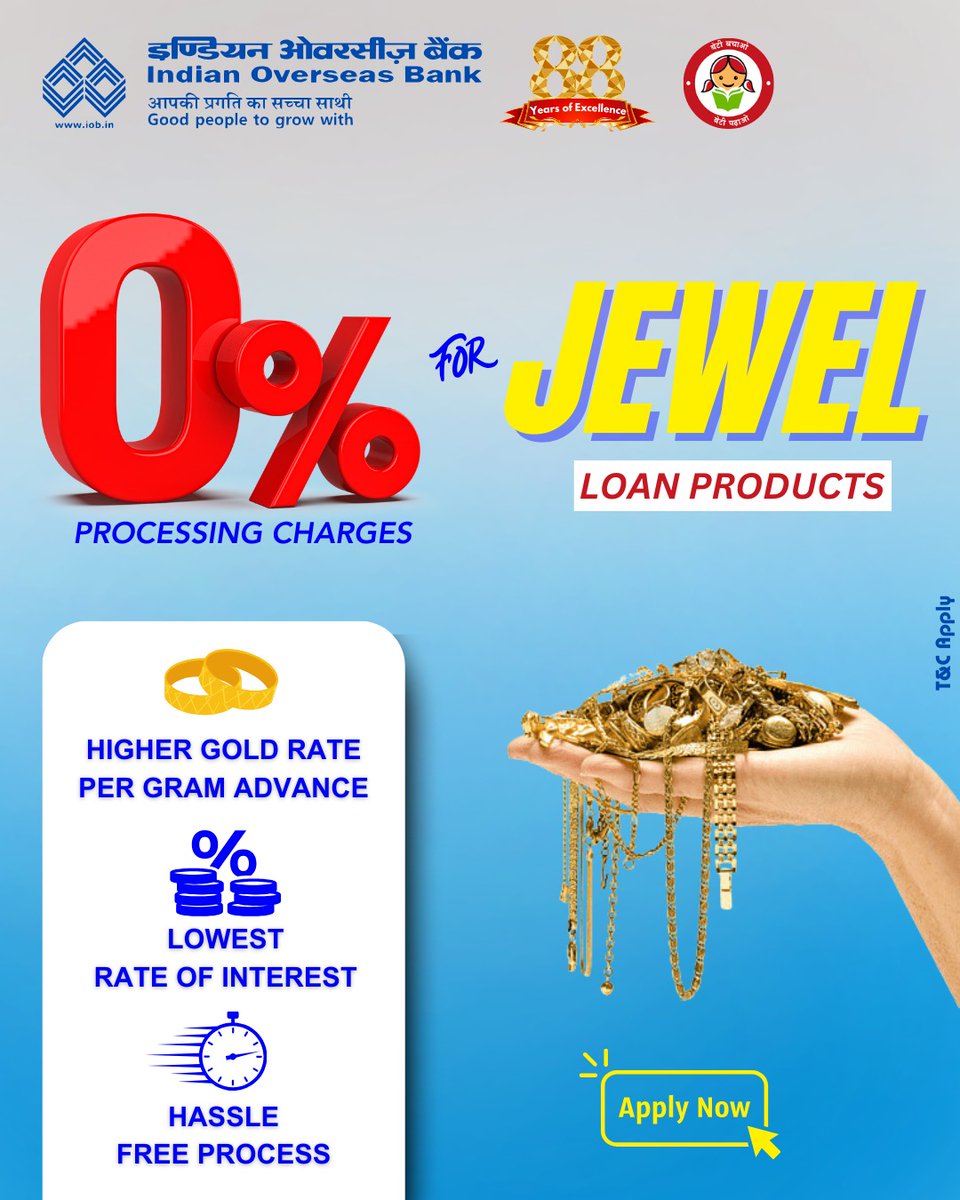 Adorn your dreams with financial ease! Explore IOB's Jewel Loan products for a sparkling future. #IOBjewelLoan iob.in/Jewel-Loan #iob #IndianOverseasBank #DFS #RBI #jewellery #jewelry #gold #JewelLoan #goldloan