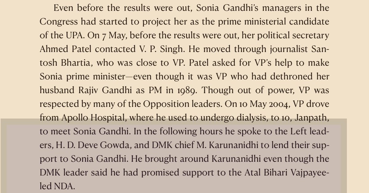 In 2004 Karunanidhi wanted to support Vajpayee after winning with Congress. Same thing will happen now. From “How Prime Ministers Decide? - By Neerja Chowdry.