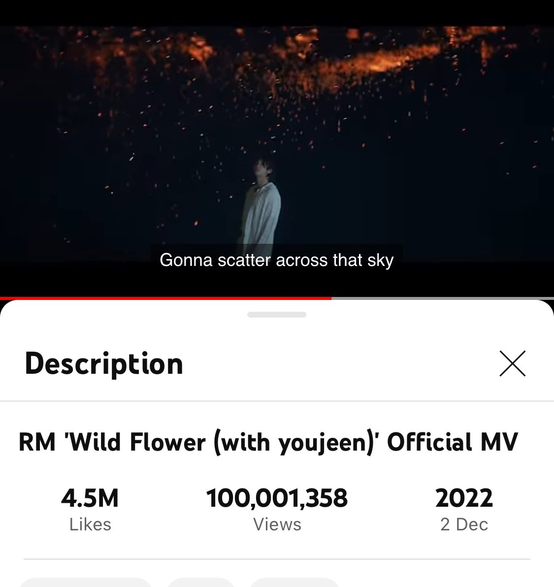 WILD FLOWER MV REACHES 100M WIEWS ON YOUTUBE!!! 🎉🎉🥳🎊

To all ARMYs who streamed it on YT, I appreciate you! 💜😭

I’ll be updating playlists with the next MVs we should focus on & I’ll share them in a little while.

Congratulations Namjoon!