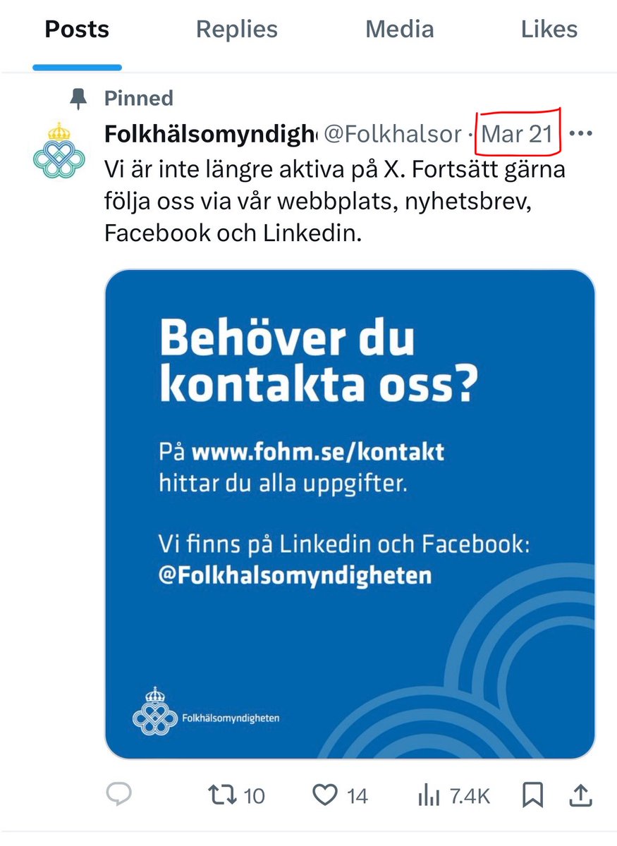 Det är viktigt att värna förtroendet för vaccinationer, skriver Folkhälsomyndigheten. Då bör de kunna svara på enkla frågor från allmänheten. Jag fick aldrig svar på min. Några få minuter efter ställd fråga låter FHM meddela att de inte längre är aktiva på X.