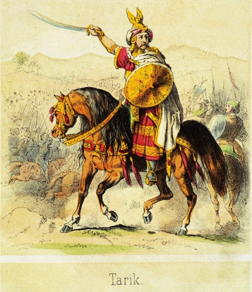 #TalDiaComoHoy de 711: mientras el rey Don Rodrigo se enfrenta a los vascones, Táriq ibn Ziyad llega a Tarifa (Cádiz) con su ejército y derrota a las fuerzas de Sancho, sobrino de Rodrigo, comenzando la invasión musulmana del Reino Visigodo.