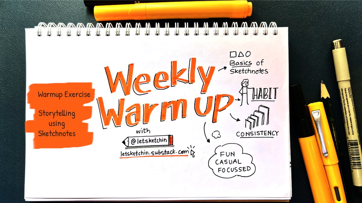 This weekly warmup we practised sketchnoting common storytelling narratives

Watch the recording here
youtu.be/MaXckGiVC1A?si…