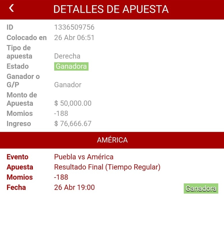 Un cliente ganó 76 mil pesos esta tarde con el América. ¿Ustedes pondrían un negocio con eso?🤔