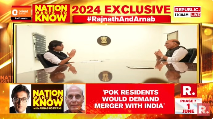 #RajnathAndArnab | We have kept our promise, people of PoK have seen the development that has come after abrogation of Article 370. People of PoK will raise their own voice; residents of PoK in dire straits, the way Pakistan sees unrest for ration, and here we are providing free…