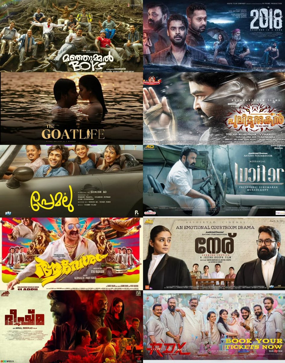 Film Updates -

Top 10 Mollywood grossers......!

1) #ManjummelBoys 
2) #2018Movie
3) #Aadujeevitham
4) #Pulimurugan
5) #Premalu
6) #Lucifer
7) #Aavesham* 🆕
8) #Neru
9)#BheeshmaParvam 
10) #RDX