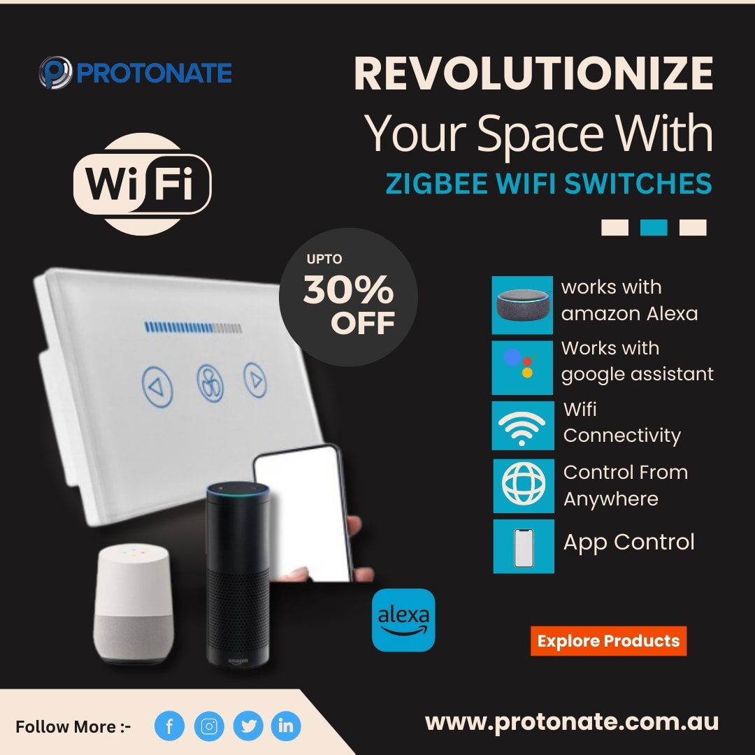 Confused about managing your home lighting?
 With our smart #Wifiswitches, you can control your lights anytime, anywhere using our user-friendly app. 

 protonate.com.au 

#protonate  #SmartSwitches  #HomeAutomation  #BestDeal #UpgradeYourHome  #homeautomation    #zigbee