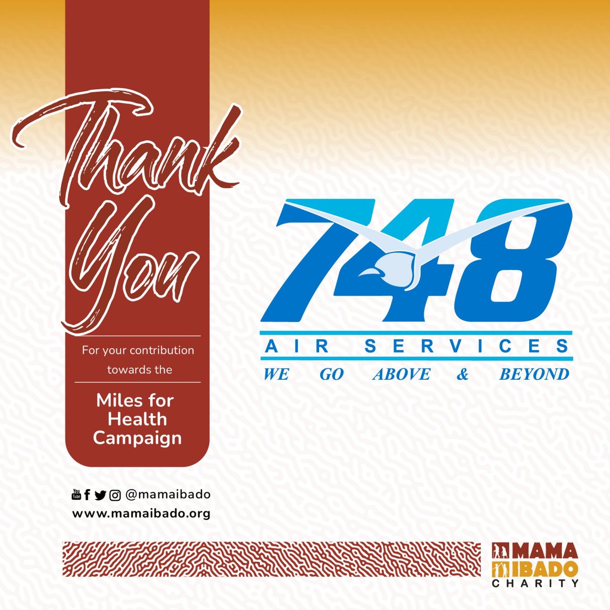 🙏 Thank you, 748 Air Services, for your generous contribution to our Miles for Health Campaign! Your support will significantly impact the lives of many seniors, granting them access to essential healthcare services in their golden years.
