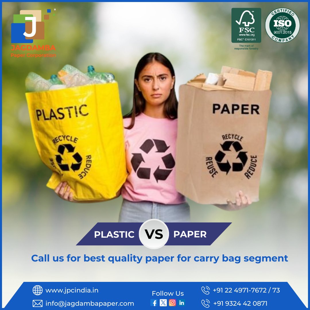 Join the conversation on paper vs. plastic biodegradability with Jagdamba Paper Corporation. Discover why paper aligns better with our planet's health. #Paper #PaperVsPlastic #Biodegradable #RecycledPaper #EcoFriendlyChoice #PaperOrigins #JagdambaPaperCorporation #jpcindia