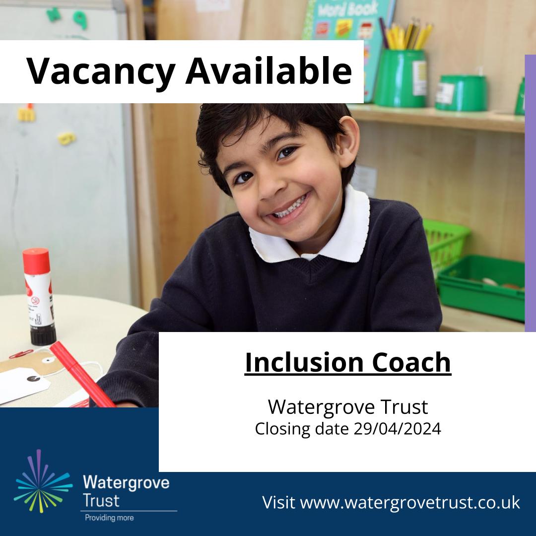 🔍 Passionate about equity and inclusion? We want you! Watergrove Trust is seeking an Inclusion Coach to lead initiatives, inspire minds, and empower young people. 
Apply now! 

bit.ly/4b6eiai 

 #WatergroveTrust #ProvidingMore #GetRochdaleWorking