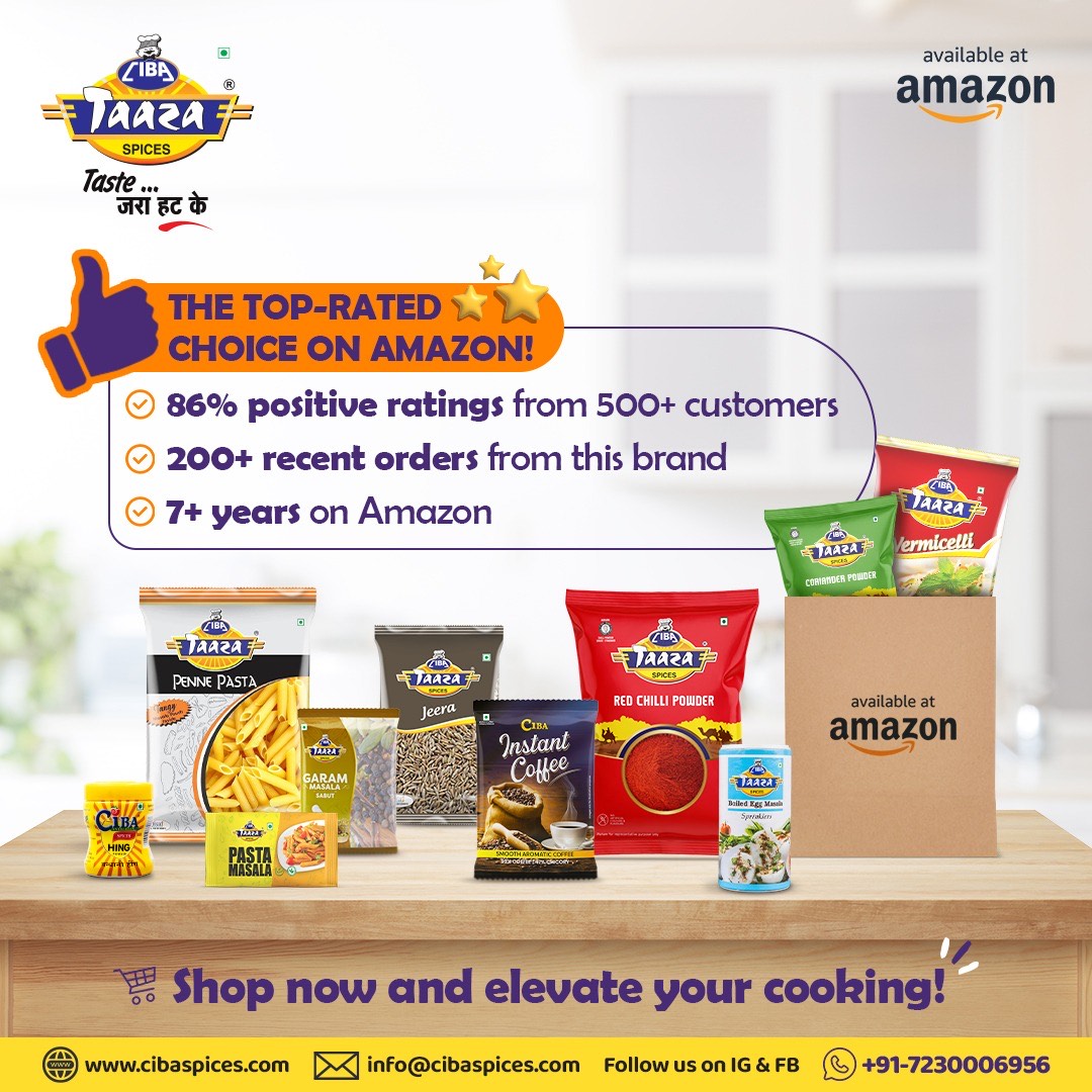 Explore the exceptional quality of Ciba, the top-rated choice on Amazon. Enhance your culinary prowess now, available on Amazon. Elevate your cooking skills to new heights!

#CibaSpices #Cibataaza #CibaMasala #40Years #Happycooking #Spicesofindia #Cookingrecipes #Foodies