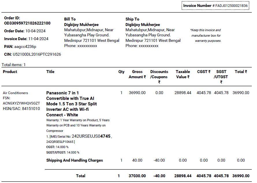 @flipkartsupport I have purchased a Panasonic AC.The fan of the outdoor unit is broken.I requested for replacement 7 days ago. No one from flipkart came to replace the product.I have DMed you necessary details.
#boycottflipkart