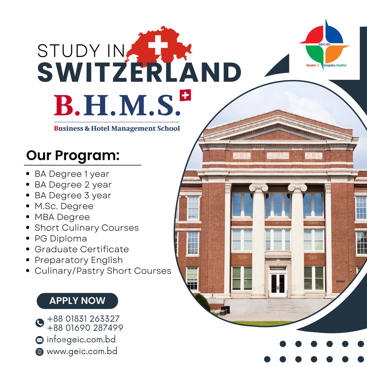 Dreaming of a career in Business and hospitality Management? ' Study in Switzerland ' #studyaboard #studyabroad #studyaustralia #studyaesthetic #studyabroadlife #studyarchitecture #StudyAbroadJourney #studyabroadconsultants #switzerland #studyatswitzerland