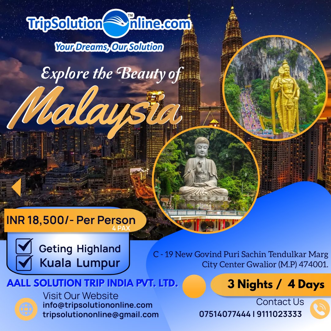 tripsolutiononline@gmail.com
call us - 9111023333
#malaysia #malaysiatrending #malaysia #tours #travels #exploretheworld