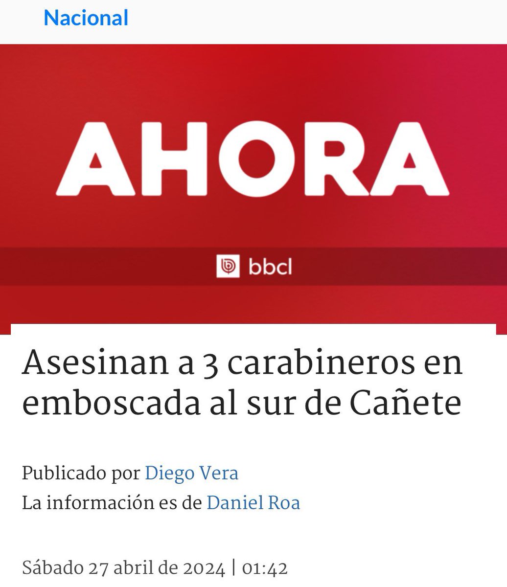 🔴 Tres Carabineros asesinados en sector Antiquina de nuestra comuna de Cañete.

Ministra <a href="/Carolina_Toha/">Carolina Tohá</a> presente su renuncia. 
Y ojalá también el Presidente.

#QEPD