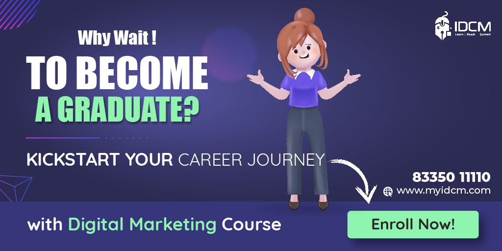 Why wait for Graduation when you can dive into digital marketing straight after 12th grade?
Join us now and jumpstart your career journey: myidcm.com

#myIDCM #LearnWithIDCM #DigitalMarketing #IAmDigitalReady #digitalmarketerlife #highpayingjobs #sundayvibes